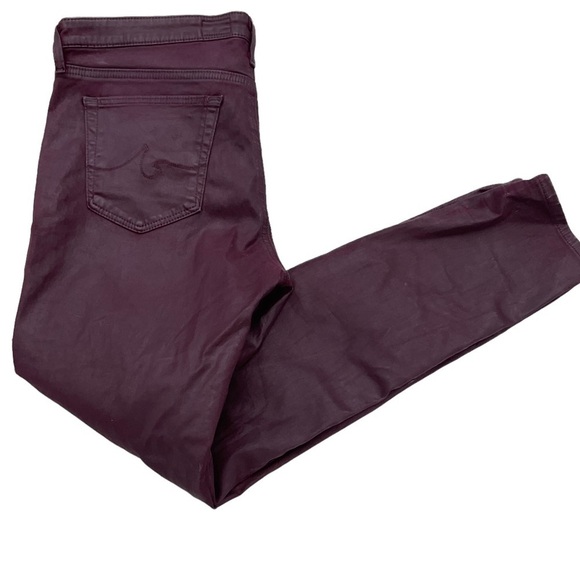 Woman's Adiano Goldschmeid AG Maroon Legging Super Skinny Ankle Faux Leather - Picture 4 of 12